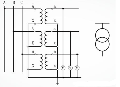 四个单相电压互感器接线方式